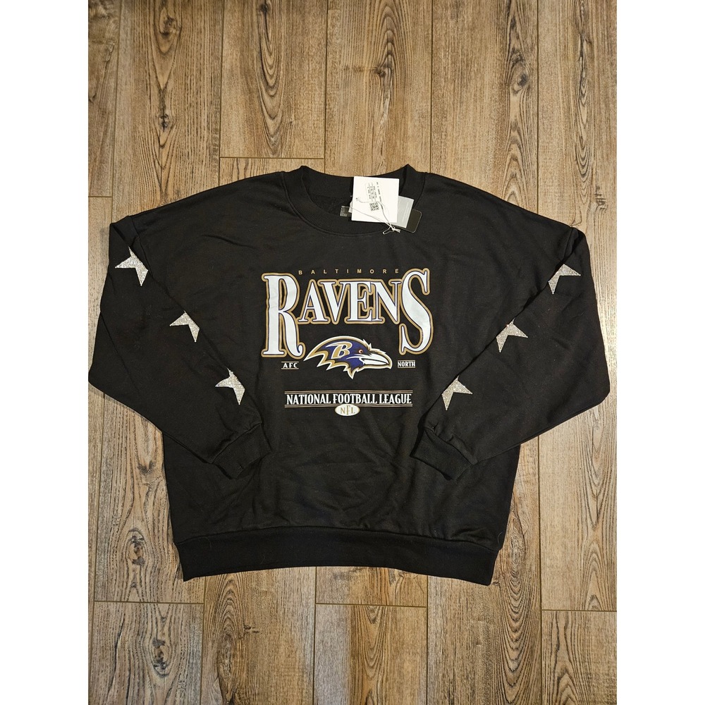 Baltimore Ravens Gameday Couture Women's Sweatshirt Rhinestone Stars Size S